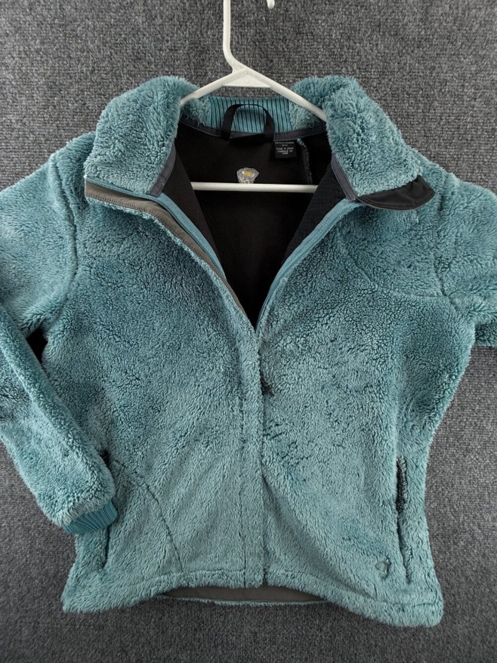 Mountain Hardwear Fleece Logo Jacket Medium Blue Polyester Womens Solid Fashion